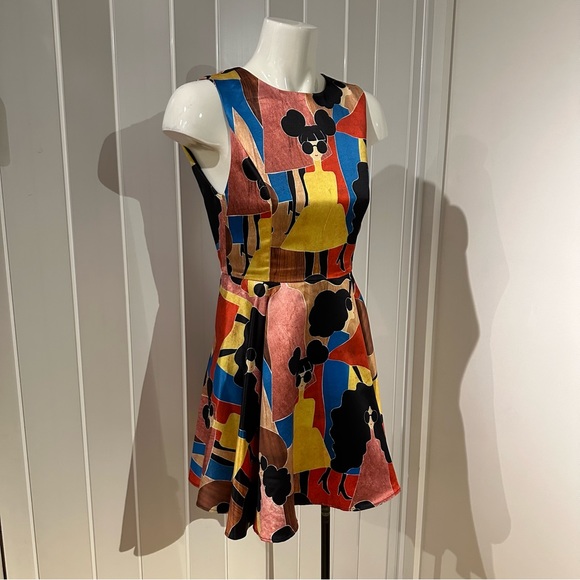 🎀SOLD🎀Alice + Olivia Stasia Stace Face Print Pleated Dress - Picture 9 of 10